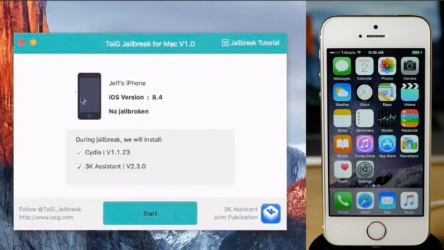 TaiG جيلبريك jailbreak لنظام iOS 8.4 للماك